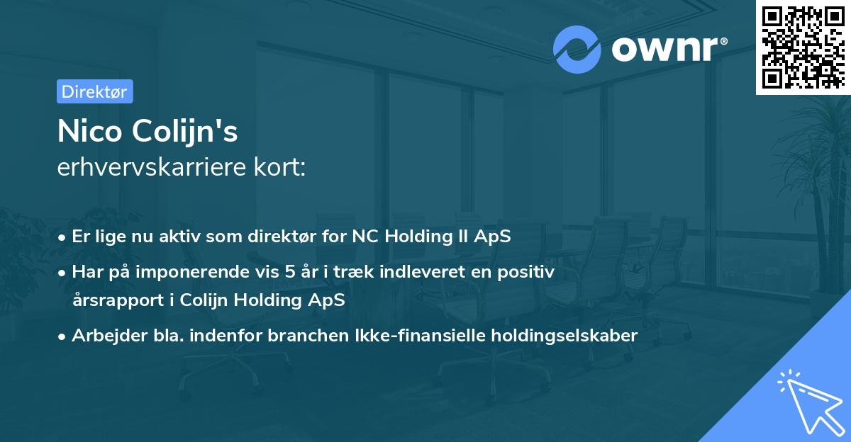 Nico Colijn's erhvervskarriere kort