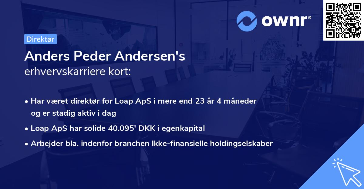 Anders Peder Andersen's erhvervskarriere kort