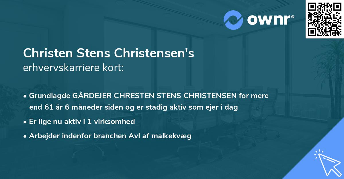 Christen Stens Christensen's erhvervskarriere kort