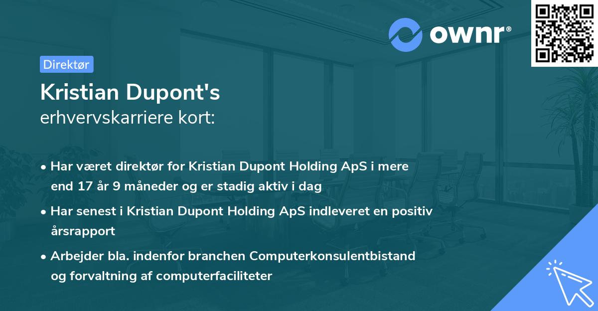 Kristian Dupont's erhvervskarriere kort