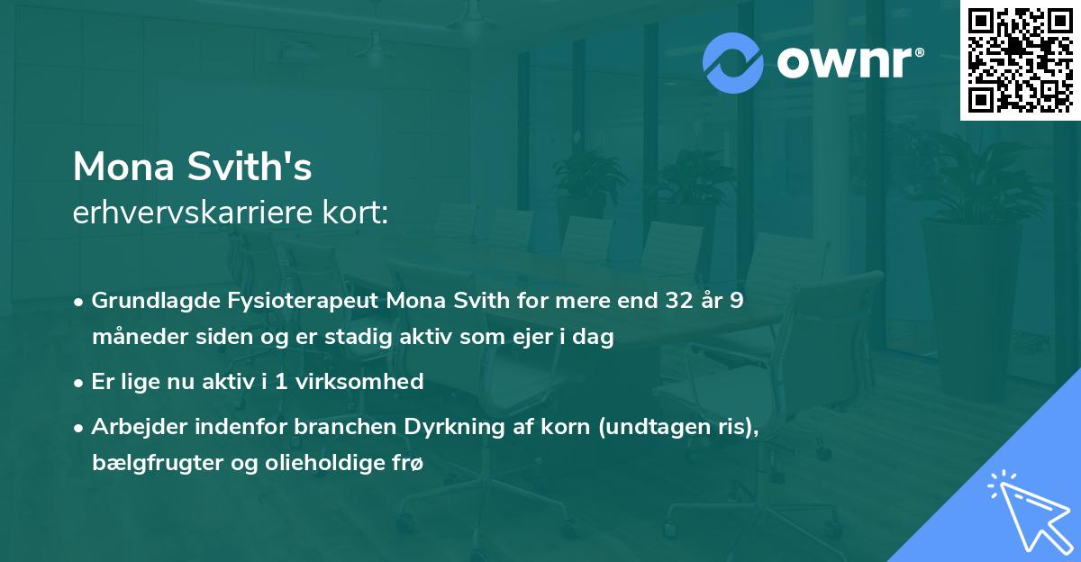 Mona Svith's erhvervskarriere kort