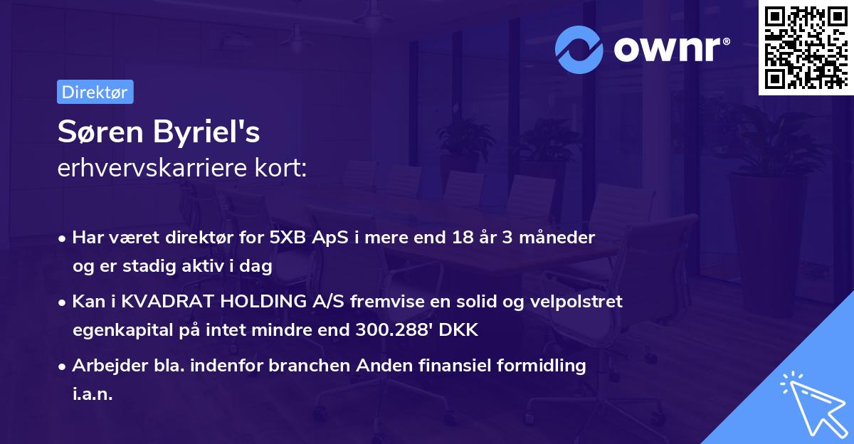 Søren Byriel's erhvervskarriere kort