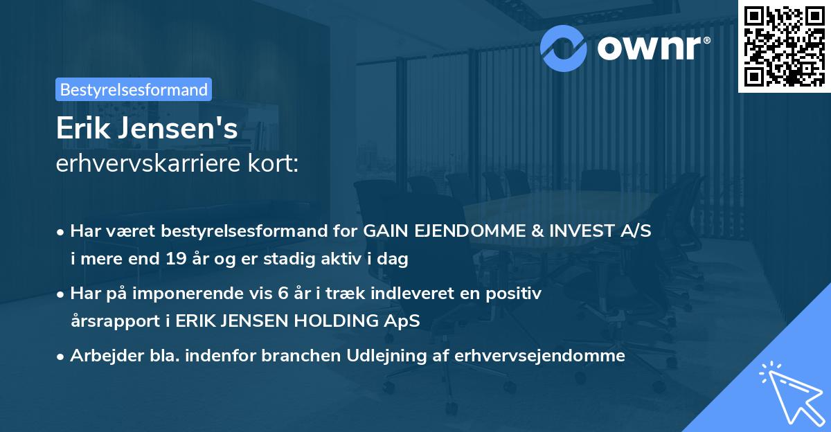 Erik Jensen's erhvervskarriere kort