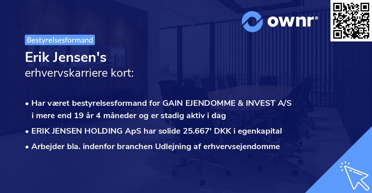 Erik Jensen's erhvervskarriere kort