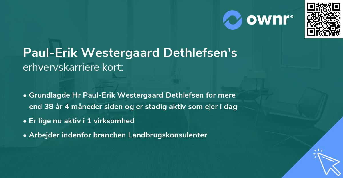 Paul-Erik Westergaard Dethlefsen's erhvervskarriere kort