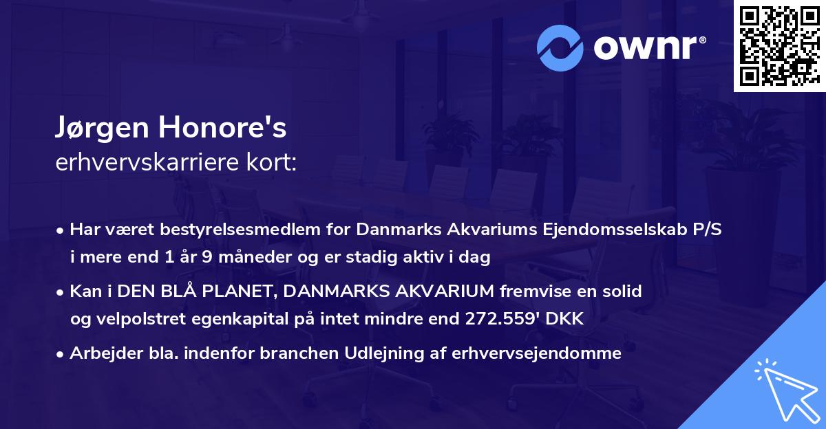 Jørgen Honore's erhvervskarriere kort