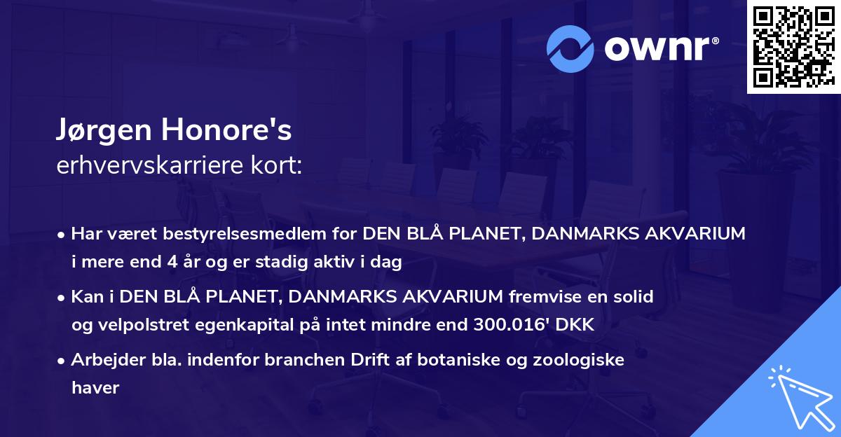 Jørgen Honore's erhvervskarriere kort