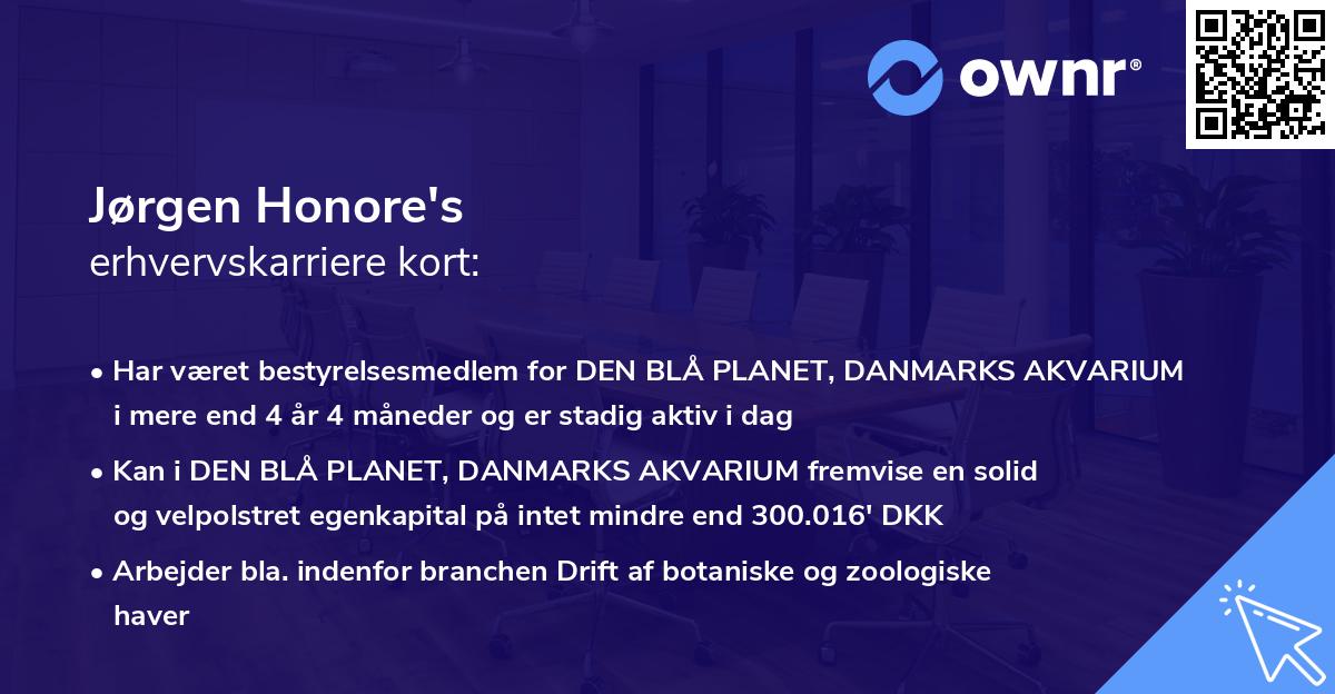 Jørgen Honore's erhvervskarriere kort