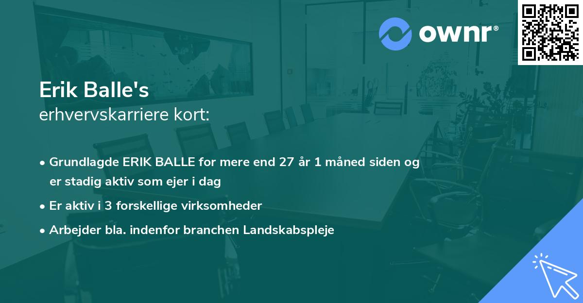 Erik Balle's erhvervskarriere kort