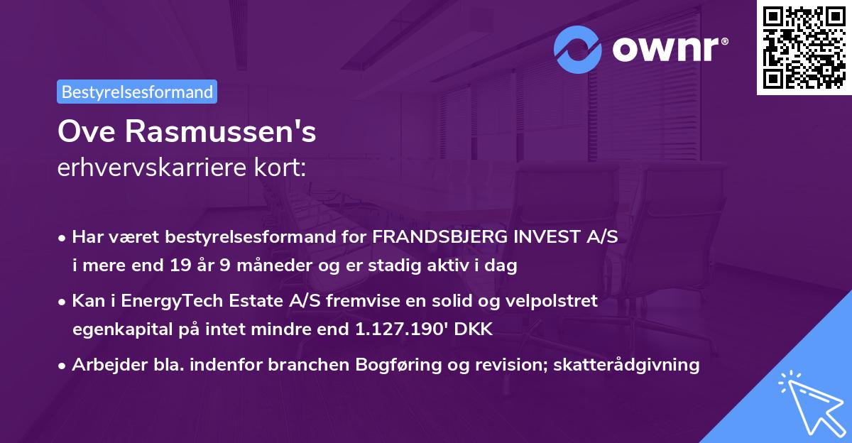 Ove Rasmussen's erhvervskarriere kort