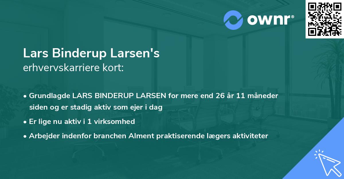 Lars Binderup Larsen's erhvervskarriere kort