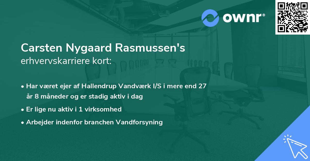 Carsten Nygaard Rasmussen's erhvervskarriere kort