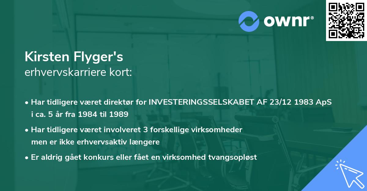 Kirsten Flyger's erhvervskarriere kort