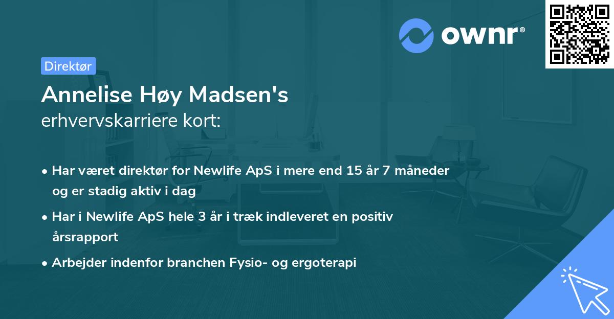 Annelise Høy Madsen's erhvervskarriere kort