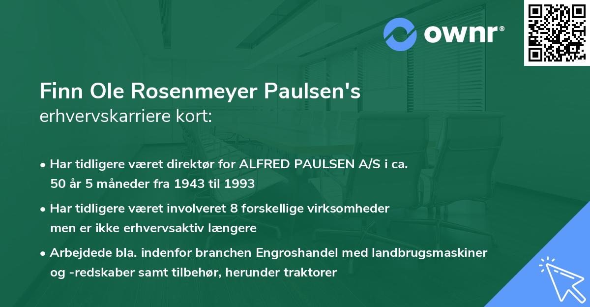 Finn Ole Rosenmeyer Paulsen's erhvervskarriere kort