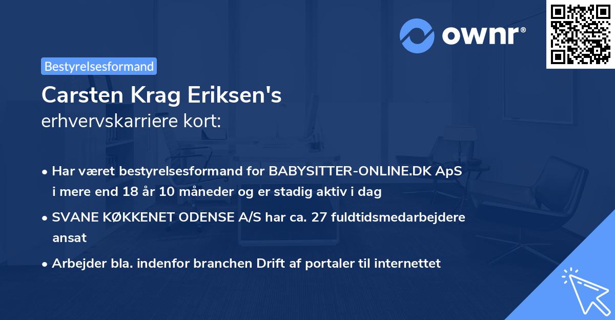 Carsten Krag Eriksen's erhvervskarriere kort