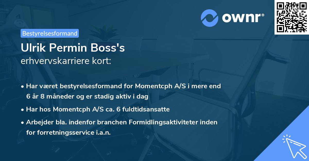 Ulrik Permin Boss's erhvervskarriere kort