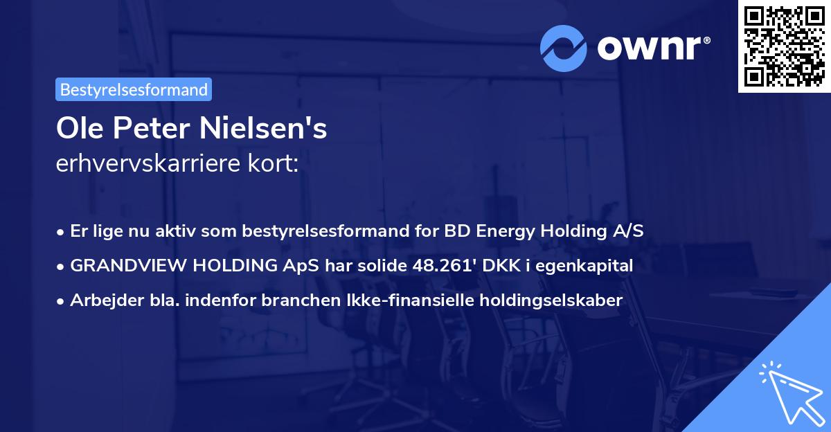 Ole Peter Nielsen's erhvervskarriere kort