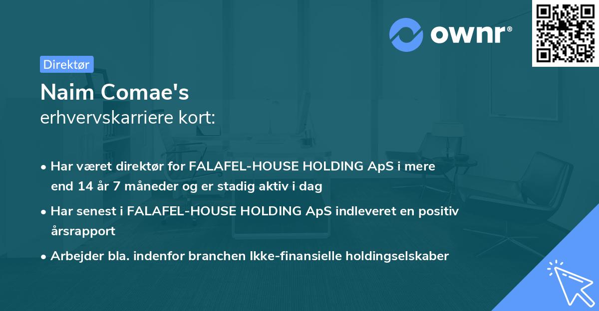 Naim Comae's erhvervskarriere kort