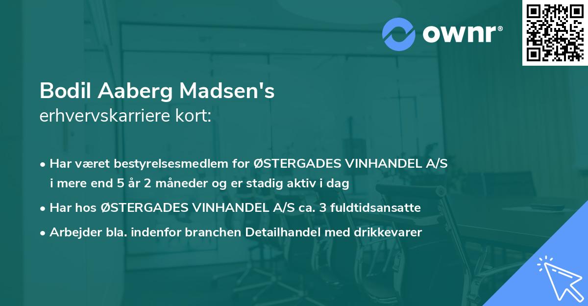 Bodil Aaberg Madsen's erhvervskarriere kort