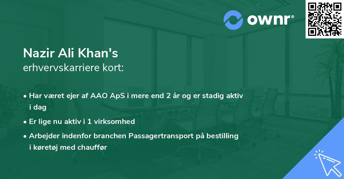 Nazir Ali Khan's erhvervskarriere kort
