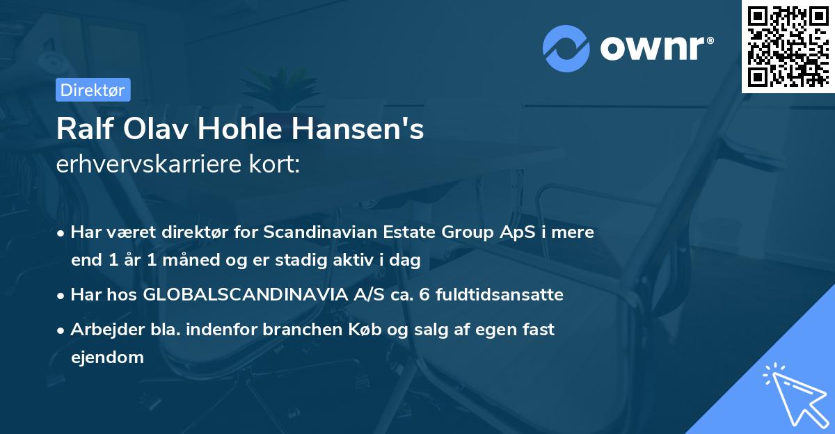Ralf Olav Hohle Hansen's erhvervskarriere kort