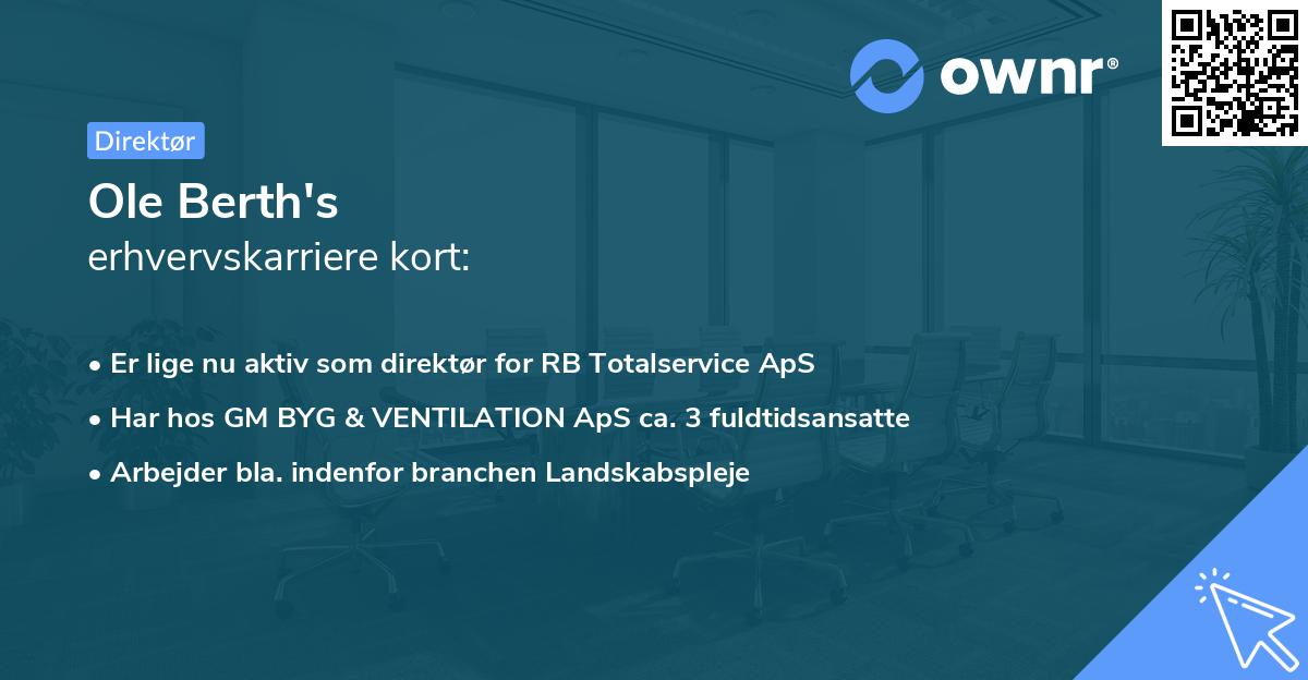 Ole Berth's erhvervskarriere kort