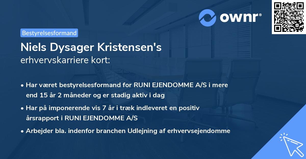 Niels Dysager Kristensen's erhvervskarriere kort