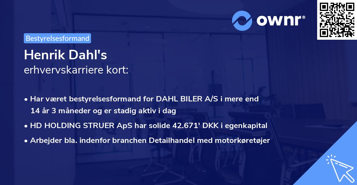 Henrik Dahl's erhvervskarriere kort