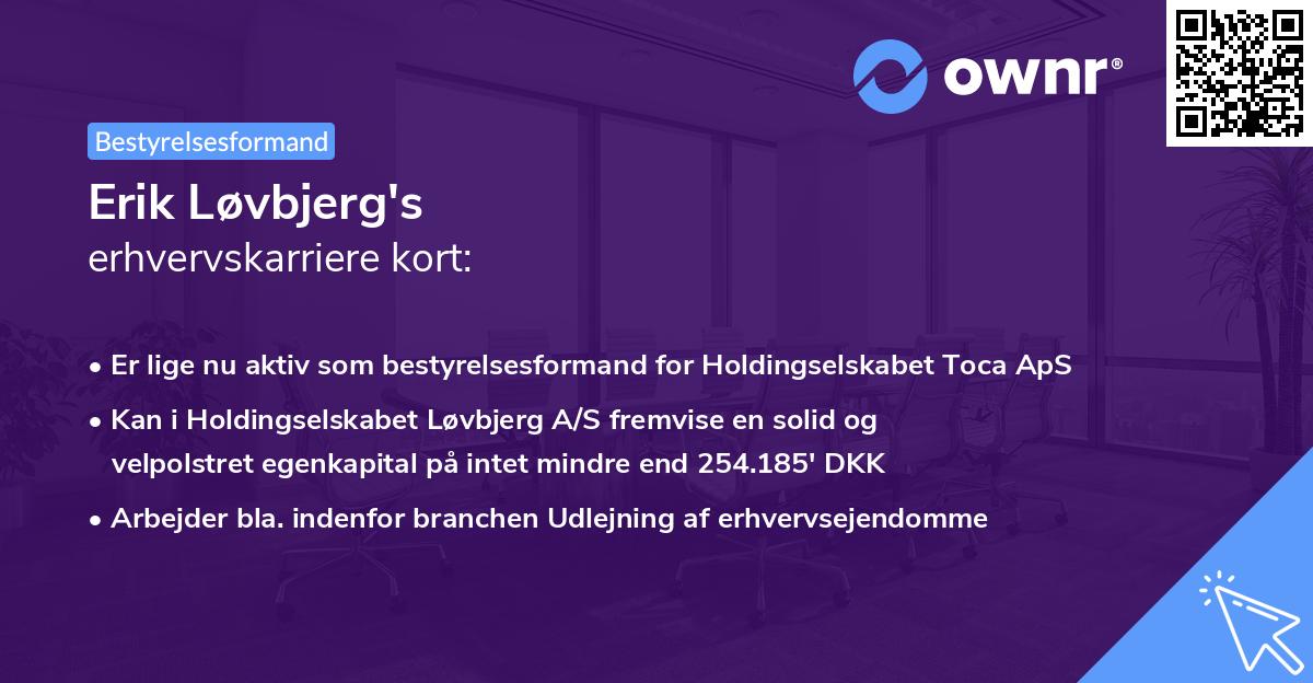 Erik Løvbjerg's erhvervskarriere kort