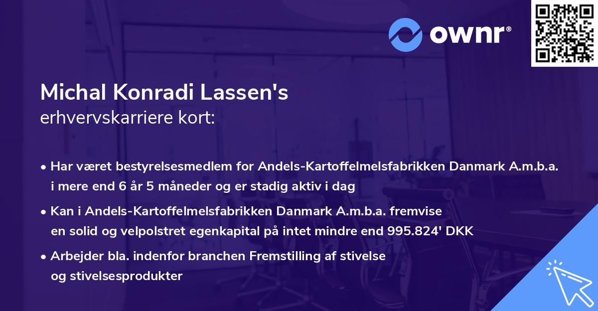 Michal Konradi Lassen's erhvervskarriere kort