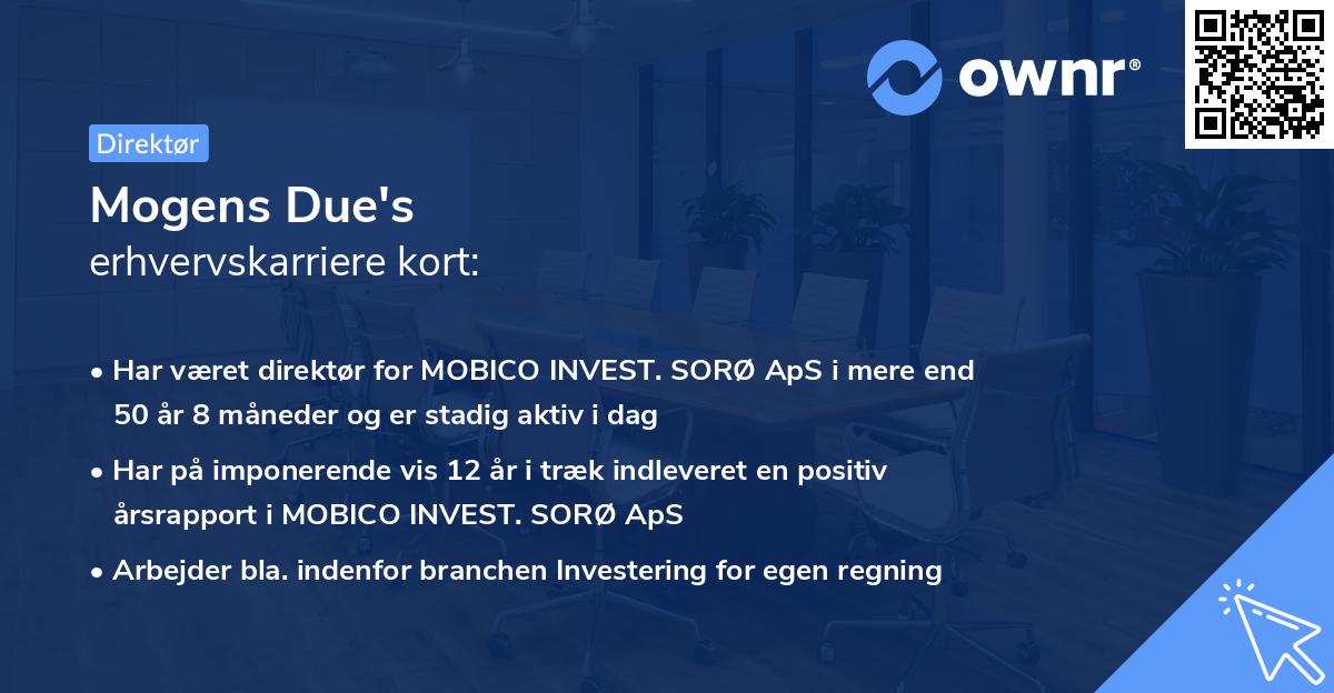 Mogens Due's erhvervskarriere kort