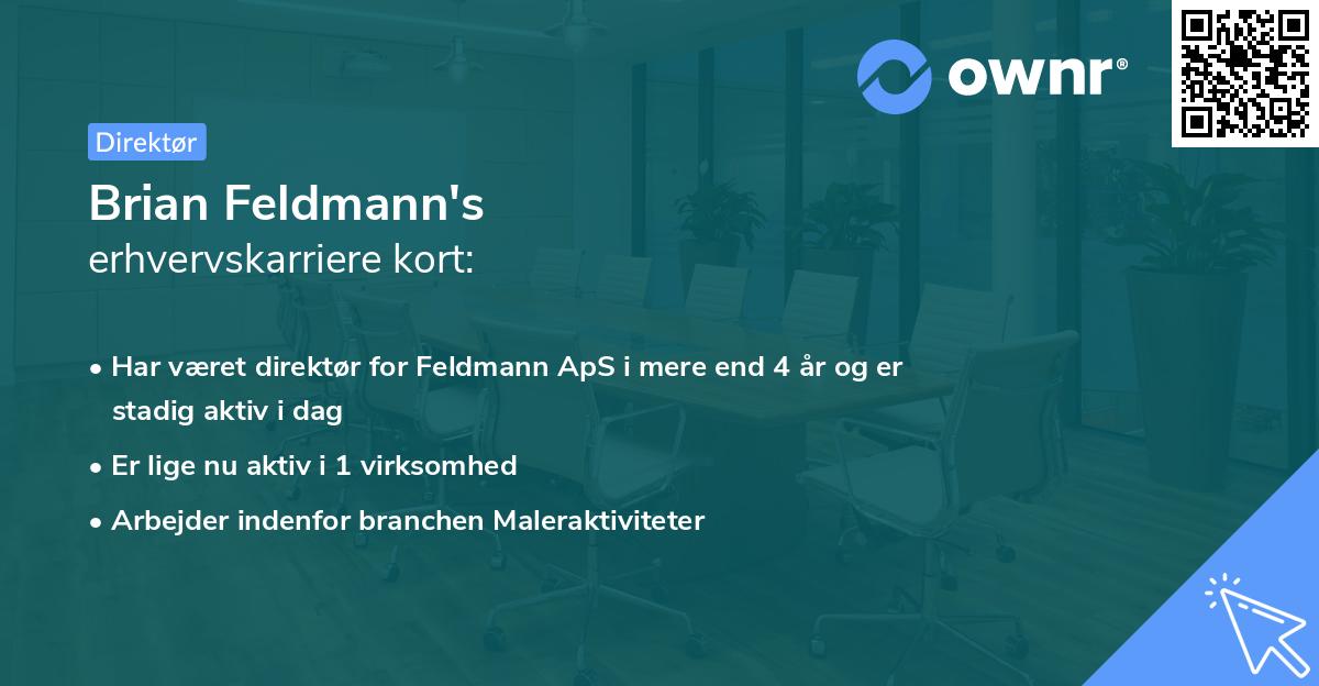 Brian Feldmann's erhvervskarriere kort