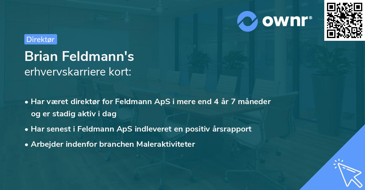 Brian Feldmann's erhvervskarriere kort