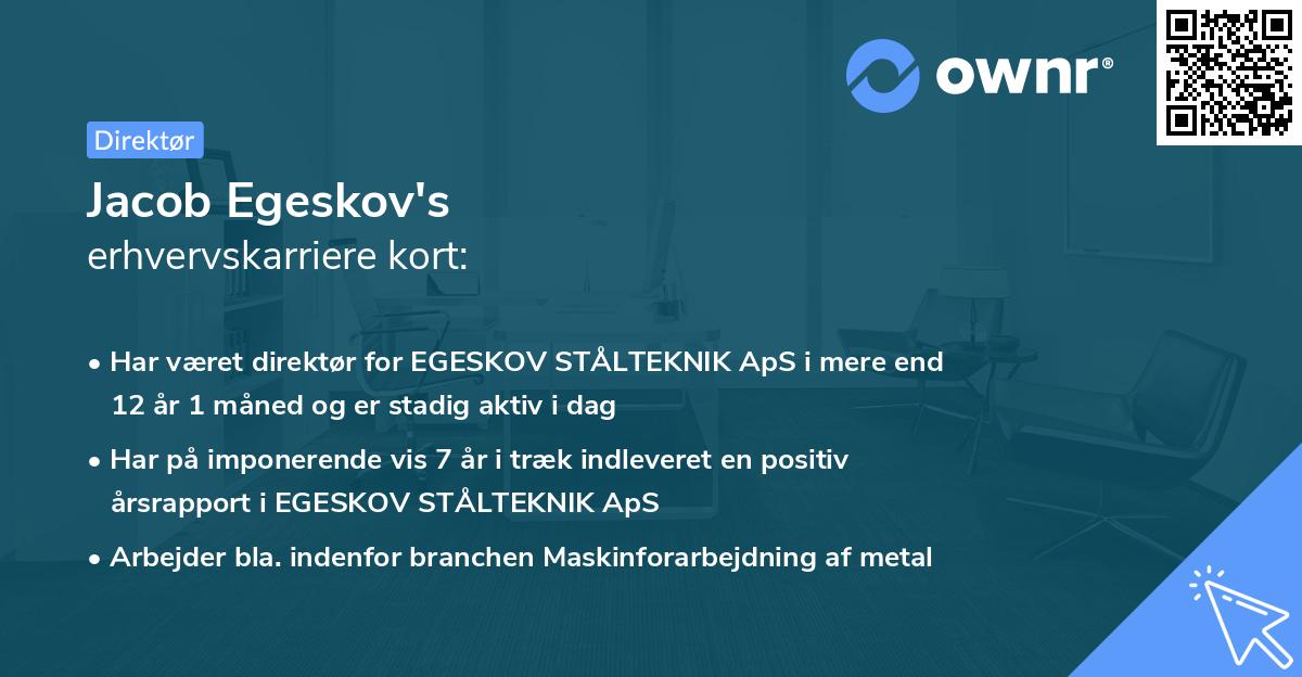 Jacob Egeskov's erhvervskarriere kort