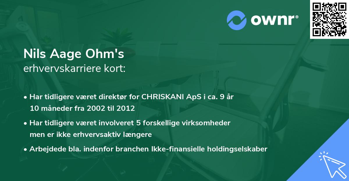 Nils Aage Ohm's erhvervskarriere kort
