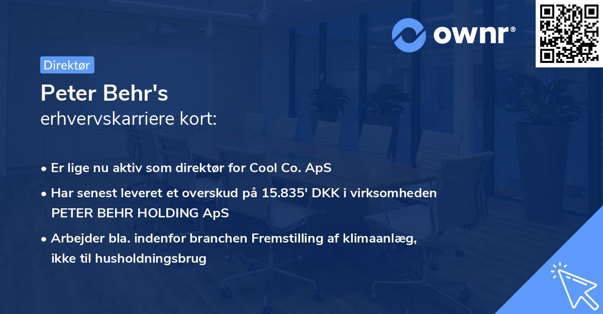 Peter Behr's erhvervskarriere kort