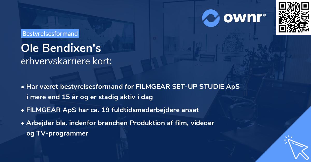 Ole Bendixen's erhvervskarriere kort
