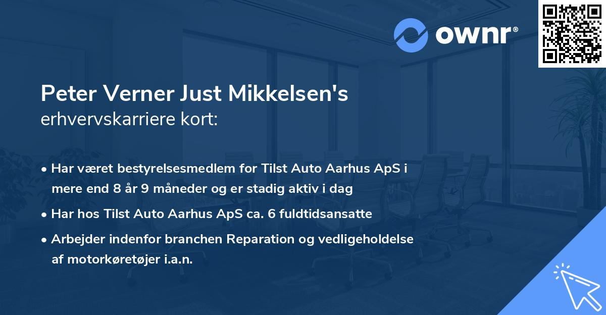 Peter Verner Just Mikkelsen's erhvervskarriere kort