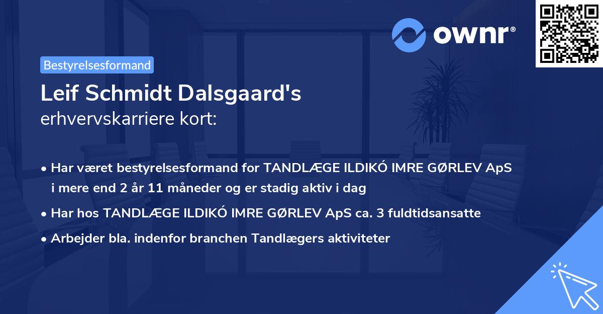 Leif Schmidt Dalsgaard's erhvervskarriere kort