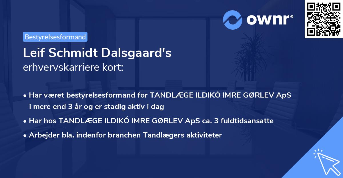 Leif Schmidt Dalsgaard's erhvervskarriere kort