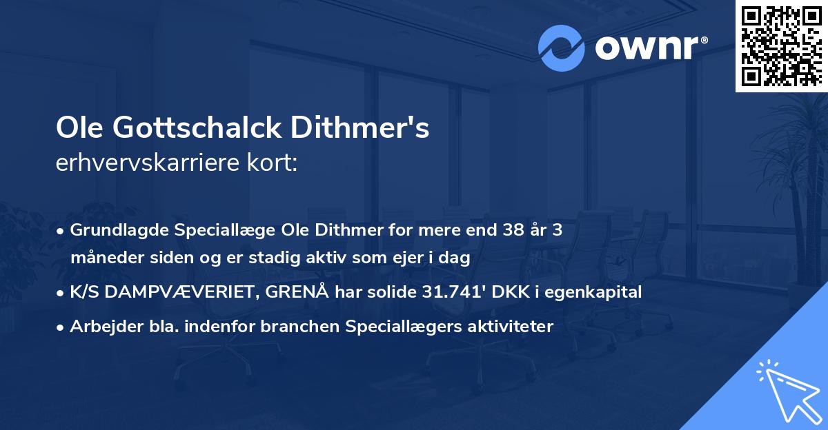 Ole Gottschalck Dithmer's erhvervskarriere kort