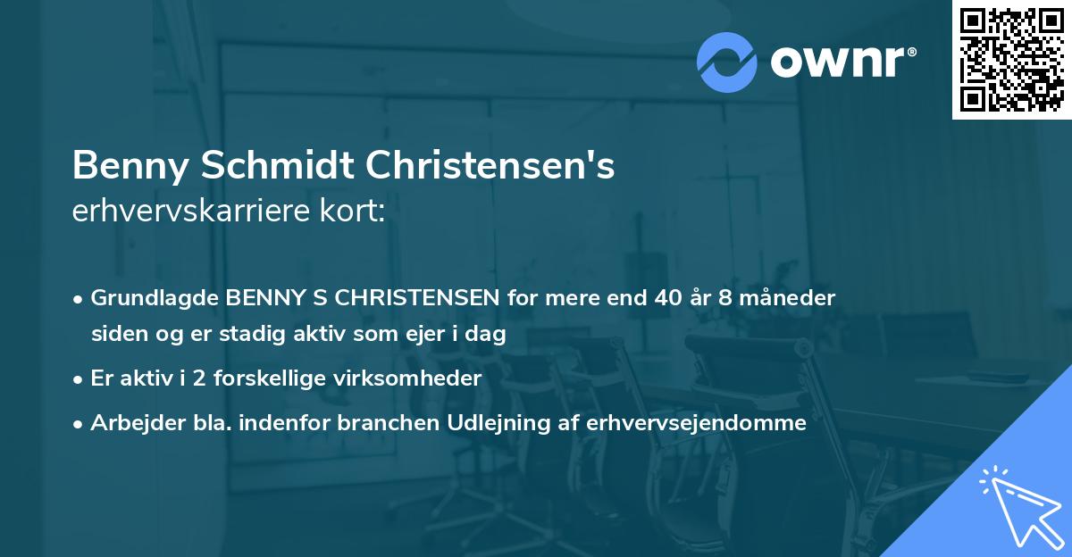 Benny Schmidt Christensen's erhvervskarriere kort