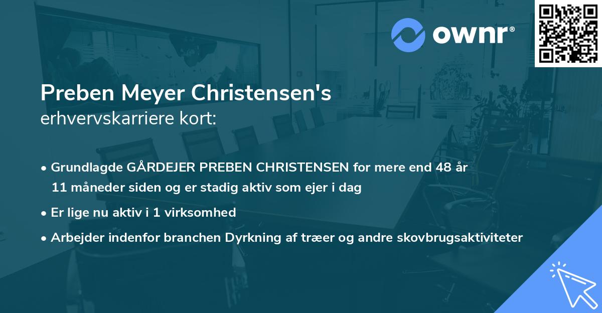 Preben Meyer Christensen's erhvervskarriere kort