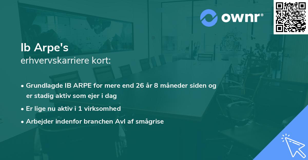 Ib Arpe's erhvervskarriere kort