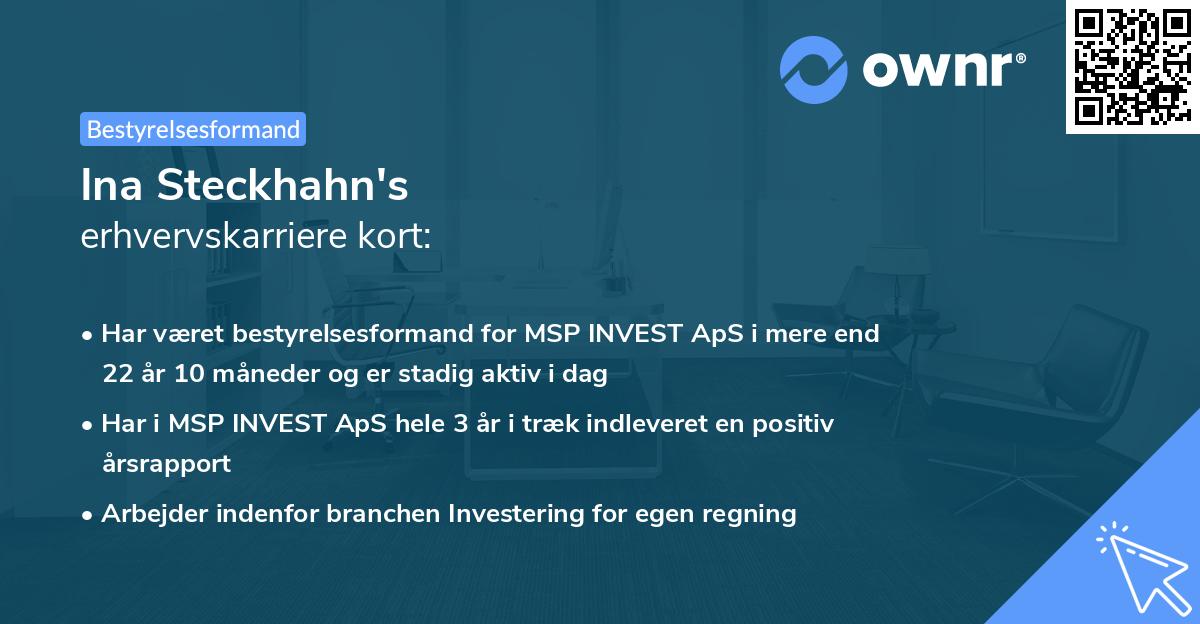 Ina Steckhahn's erhvervskarriere kort