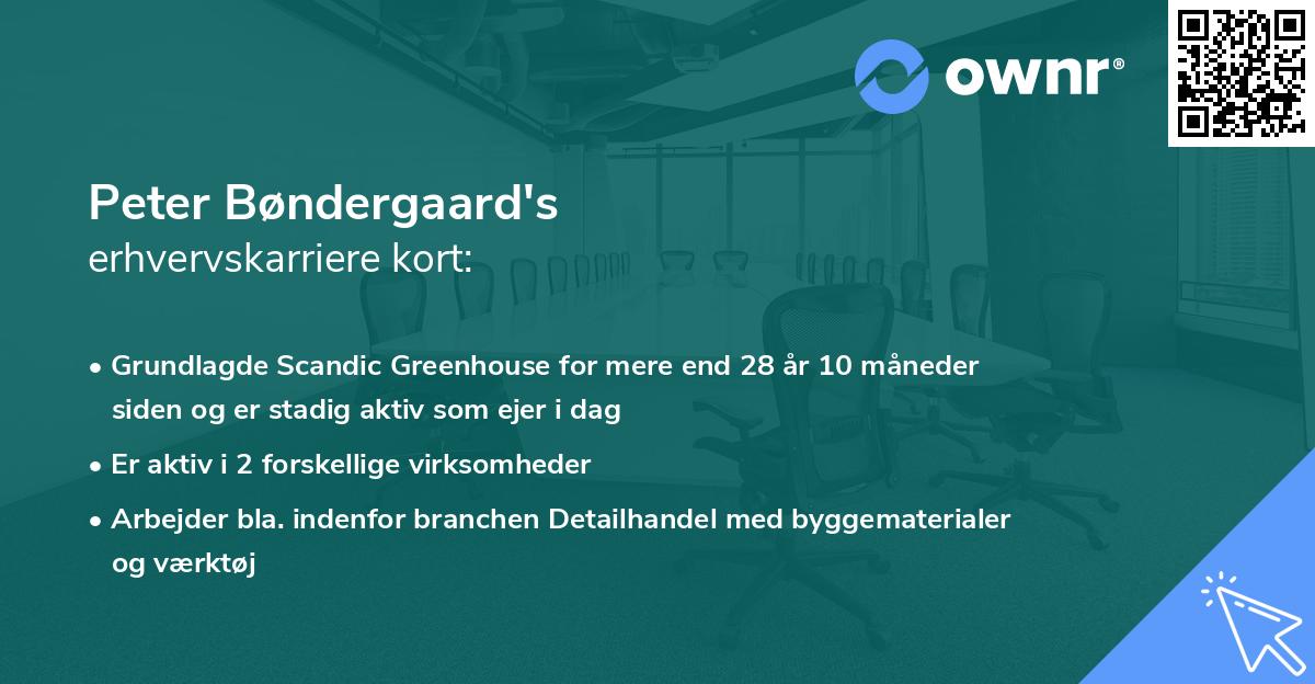Peter Bøndergaard's erhvervskarriere kort