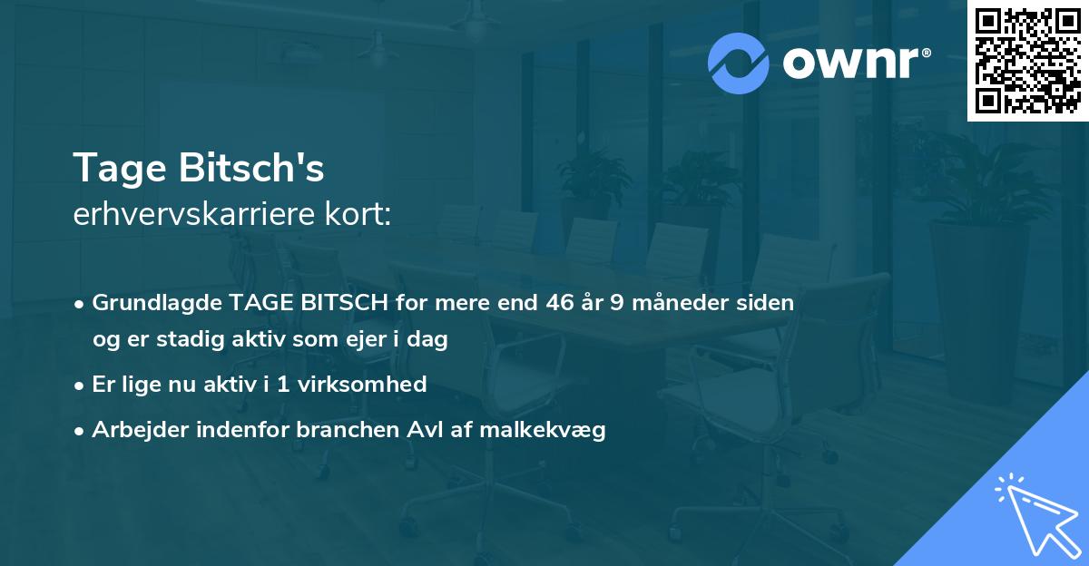 Tage Bitsch's erhvervskarriere kort