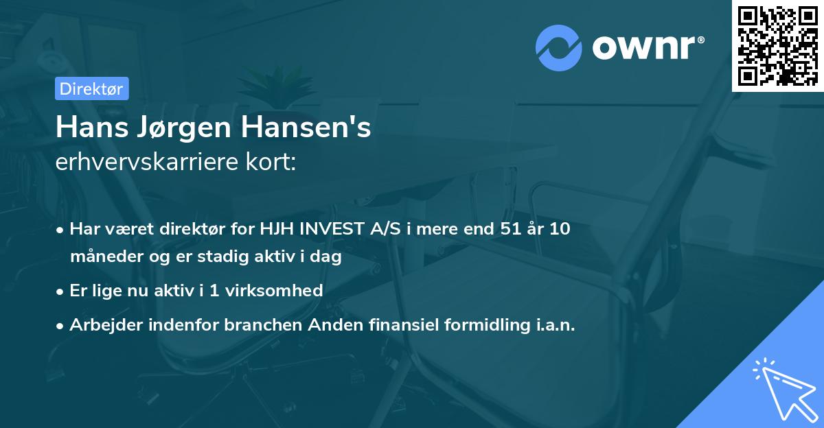 Hans Jørgen Hansen's erhvervskarriere kort