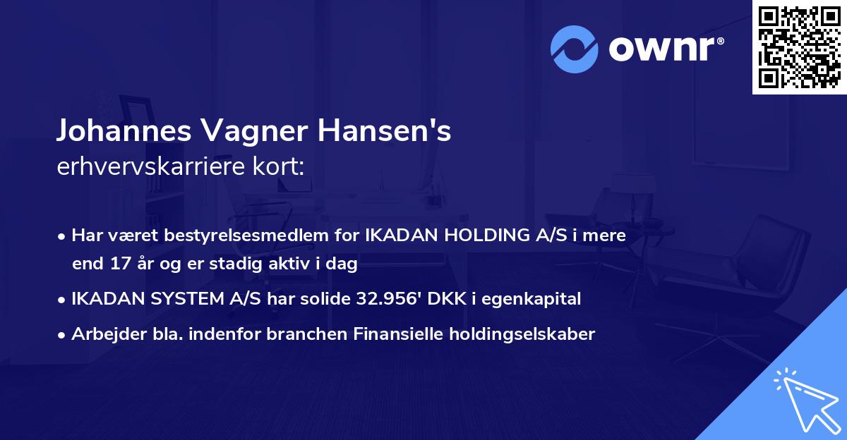 Johannes Vagner Hansen's erhvervskarriere kort